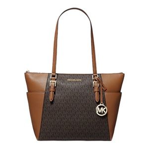 Michael Kors Charlotte Saffiano Leather Top-Zip Tote Bag